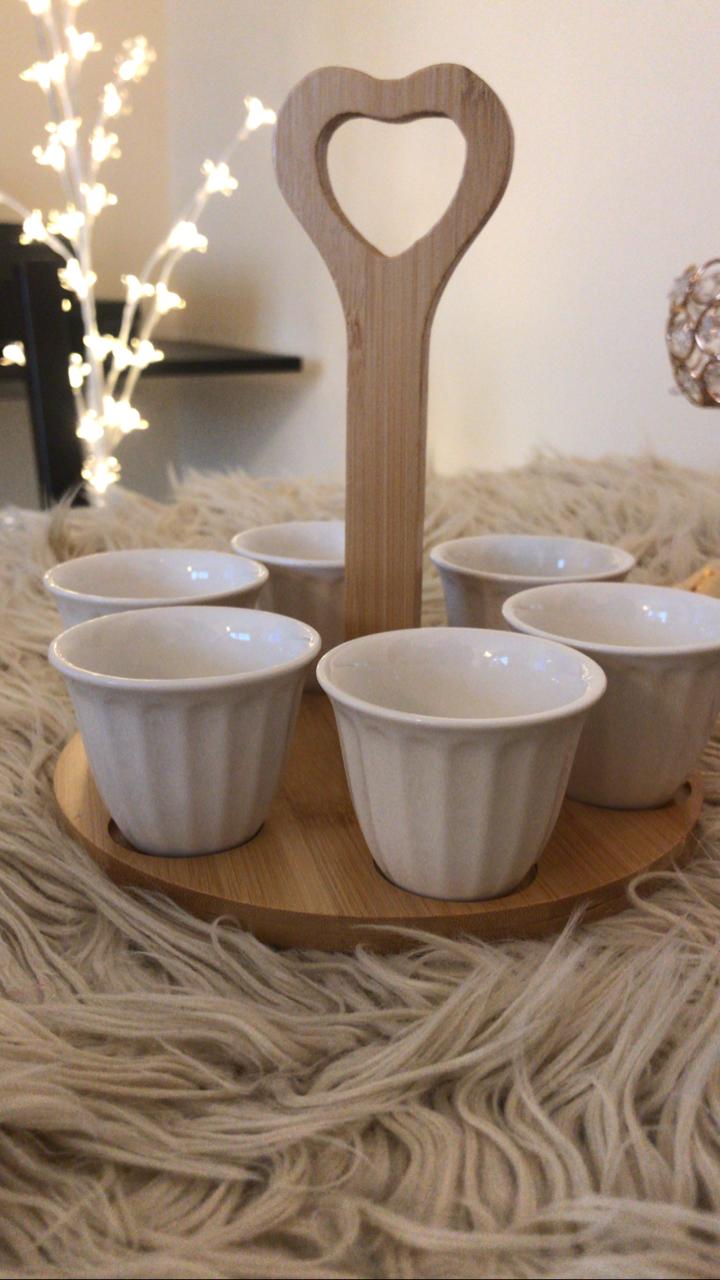 Arabic coffe set with wood holder
